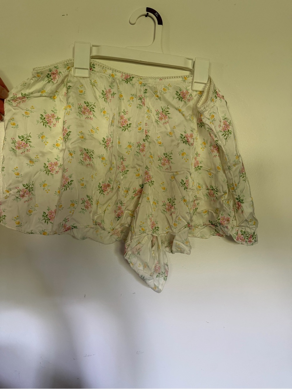 Aerie White Floral Ruffle-Trim Bikini Bottoms